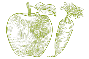 Apfel und Karotte