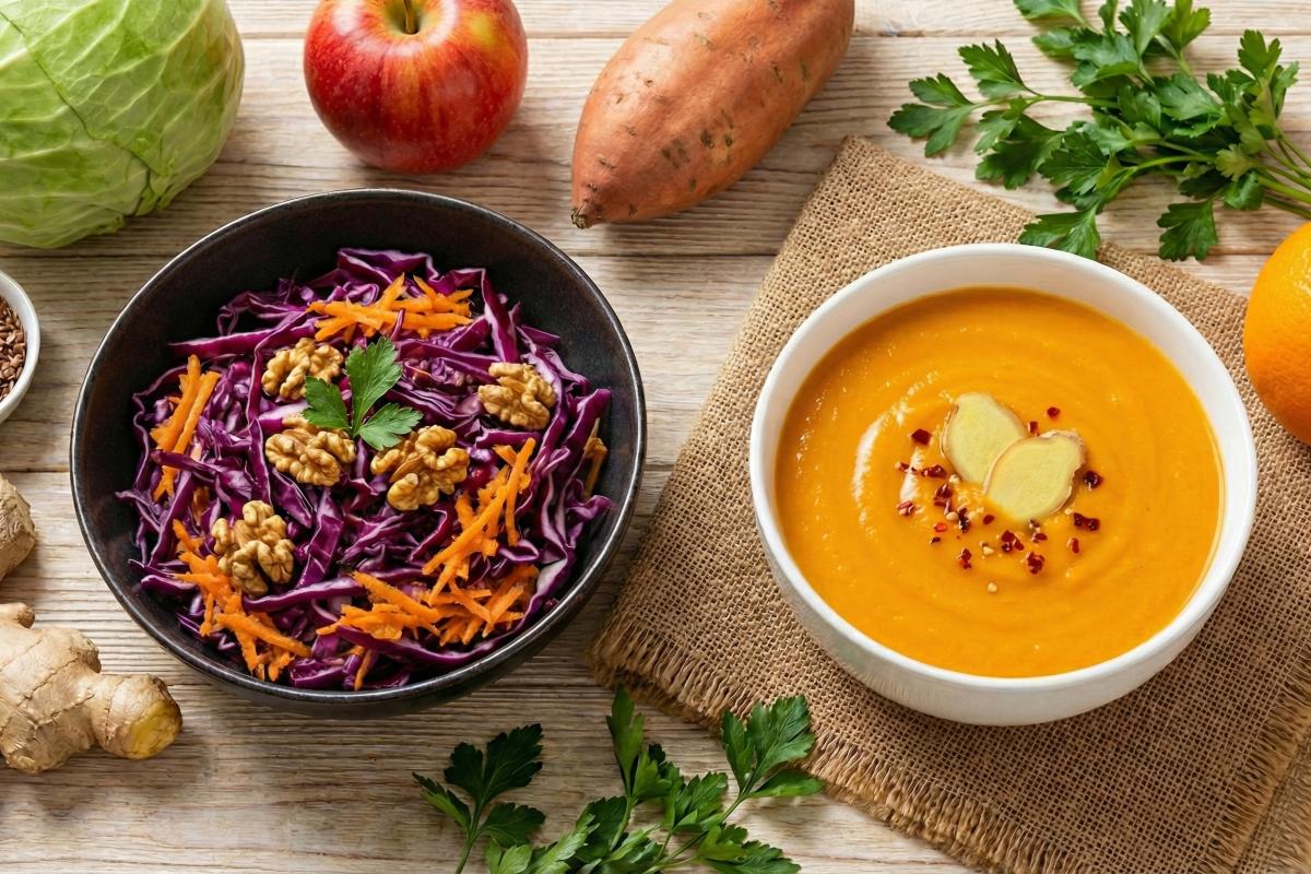 Mehr über den Artikel erfahren Vitalstoffreiche Winterküche – Wie du dein Immunsystem natürlich stärkst und dein Verdauungsfeuer nährst (mit Salatrezept)